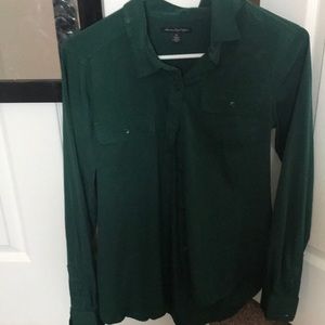 Hunter green, button up blouse